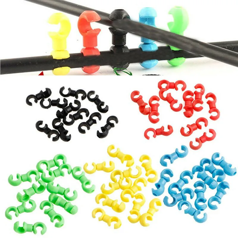 10Pcs/Set S Buckle Bike Brake Derailleur Shift Clips Buckle Cable Line Tube Rotatable MTB Brake Line Clip Ring Clasp