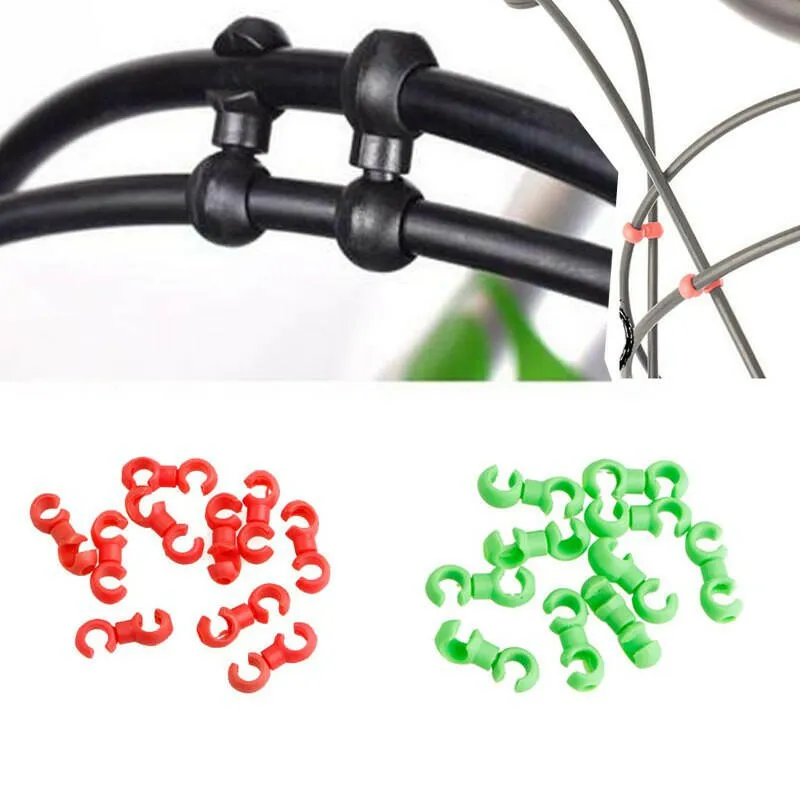 10Pcs/Set S Buckle Bike Brake Derailleur Shift Clips Buckle Cable Line Tube Rotatable MTB Brake Line Clip Ring Clasp