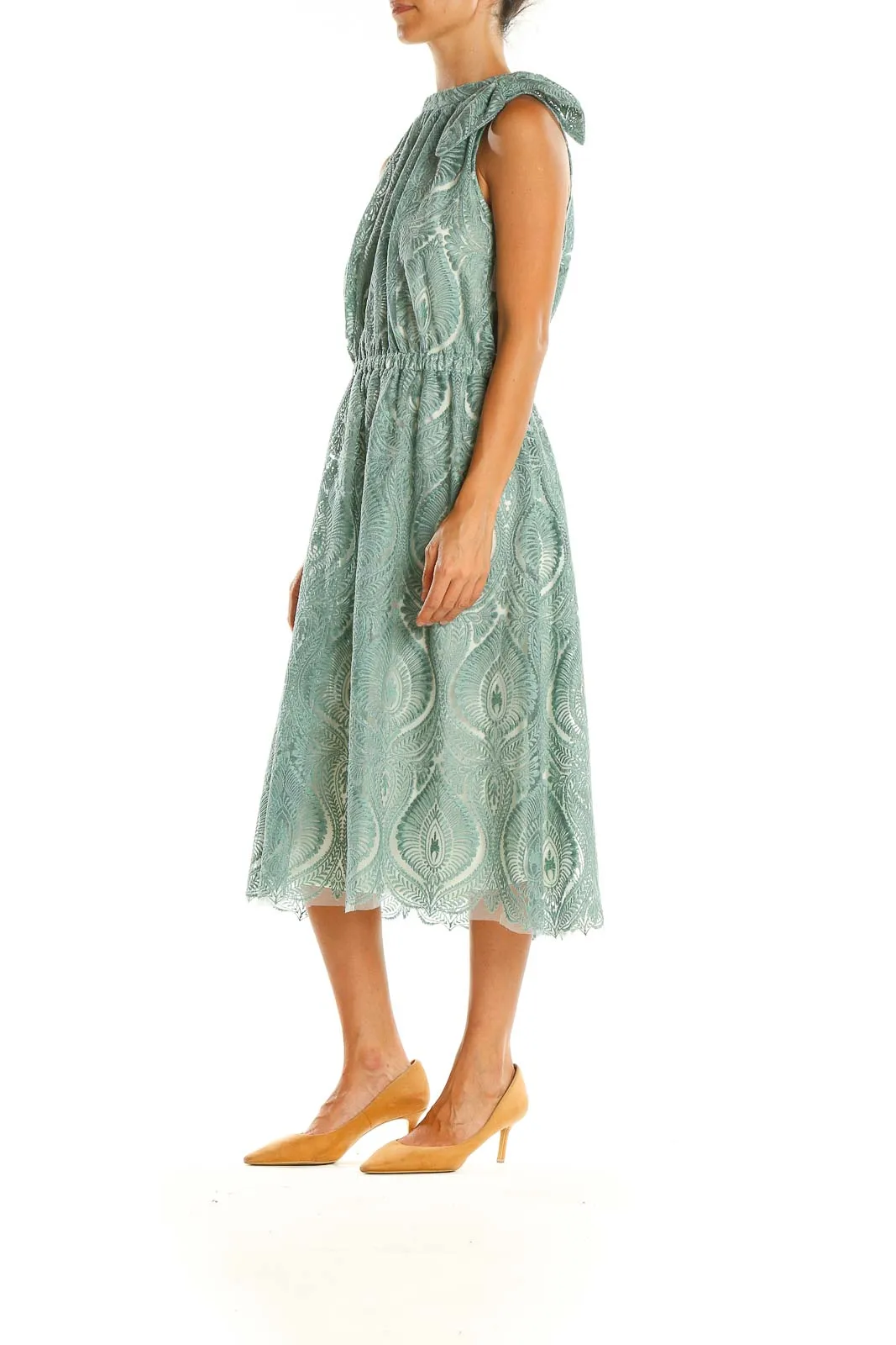 Blue Lace Holiday Fit & Flare Dress