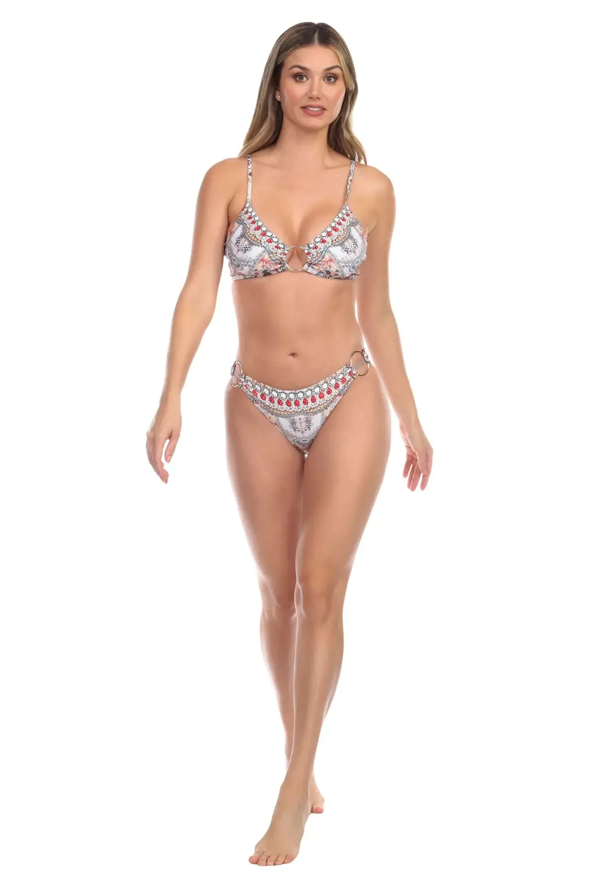 Boho Blissful Bralette Top Bikini Set with Center Ring detail