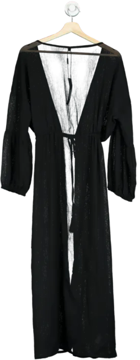 Fashion Nova Black Summer of Love Sheer Swim Cover Up Kimono UK S