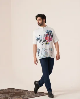 Floral Symphony (Pure Linen Short Sleeve Shirt)  AddysForMen