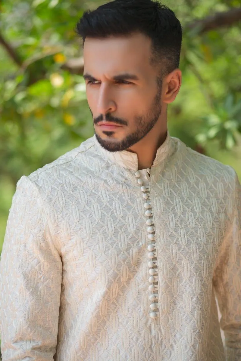 GEM Garments - Ghazab - Kurta - Cream - 1 Piece - Embroidered