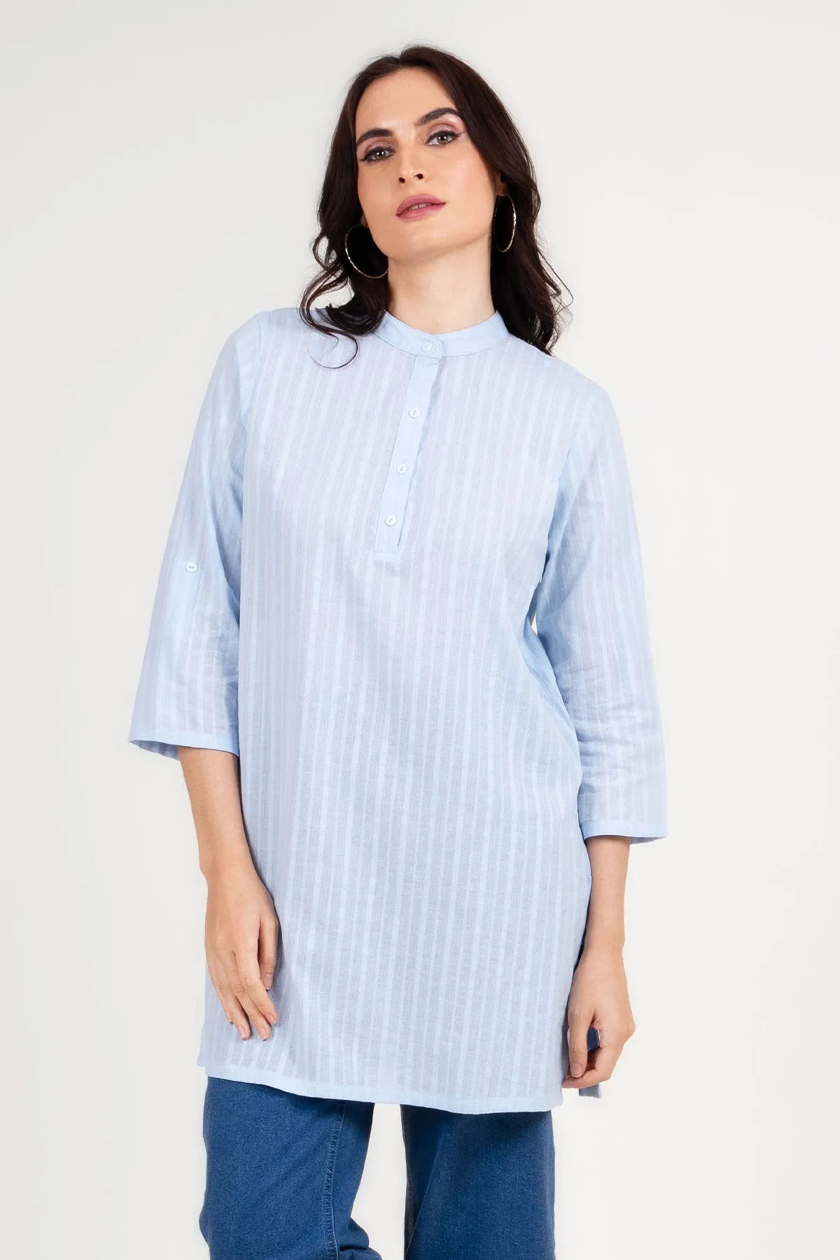 Hada Ethnic Women's 3/4 Sleeve Printed Casual Kurta Top