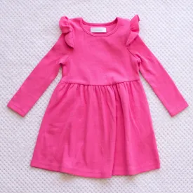 Long-sleeved dress - plain pink