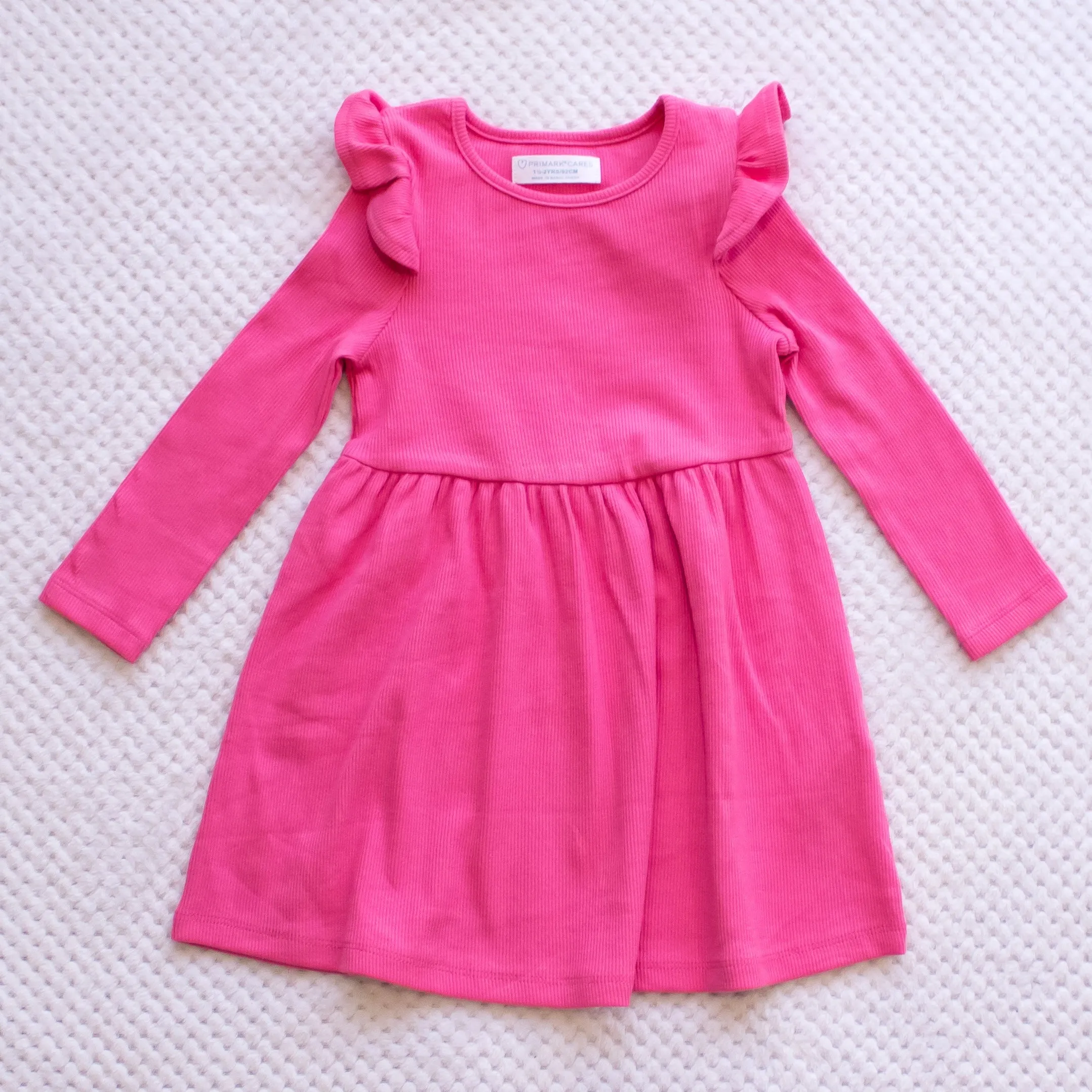 Long-sleeved dress - plain pink