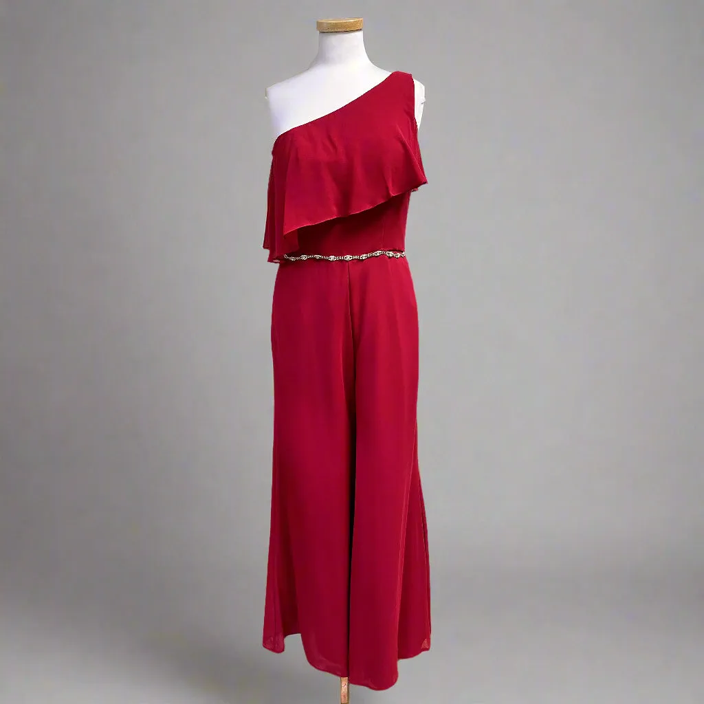Morilee burgundy jumpsuit, size 10