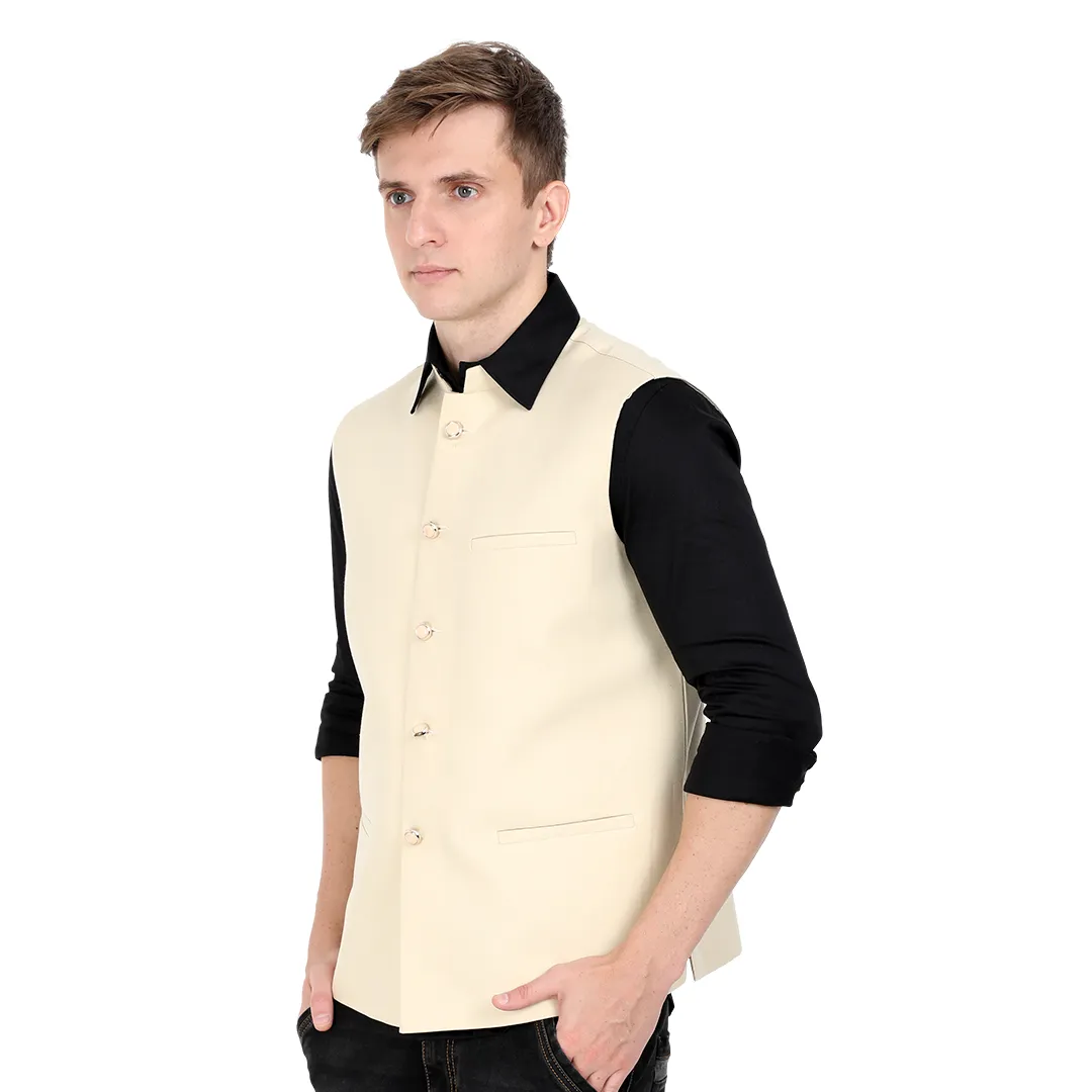 Oat meal - Mandarin Collar Waistcoat