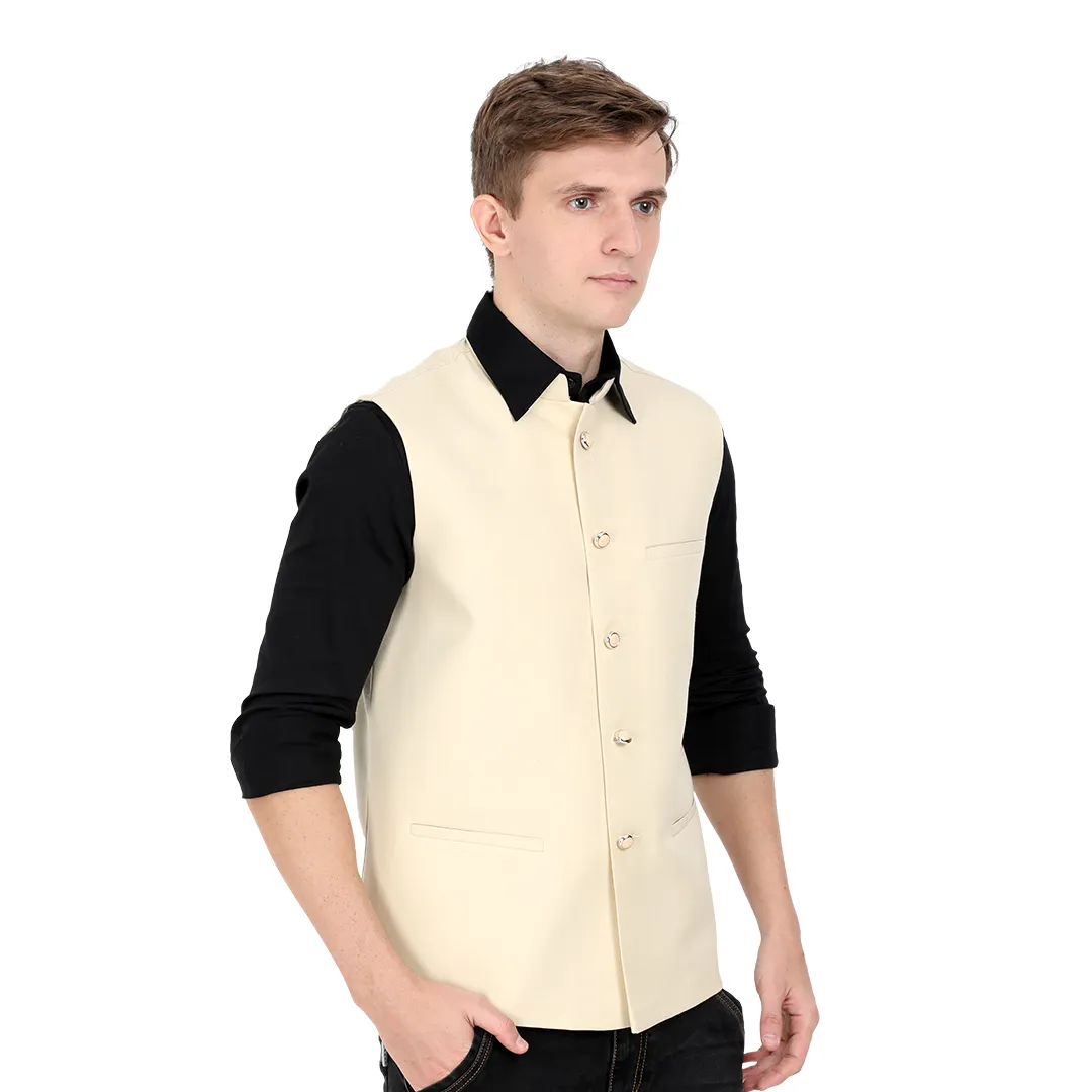 Oat meal - Mandarin Collar Waistcoat
