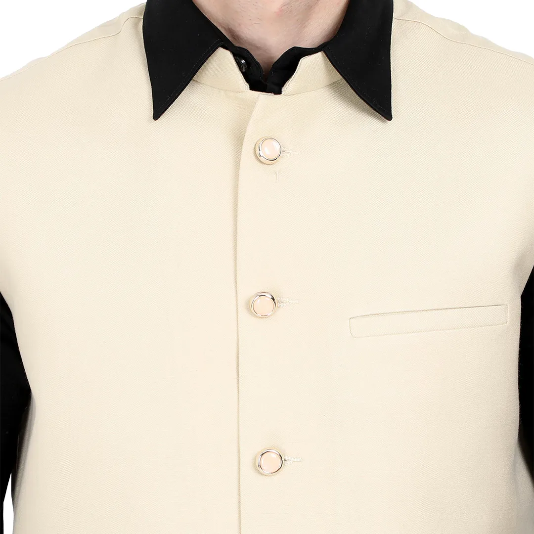 Oat meal - Mandarin Collar Waistcoat