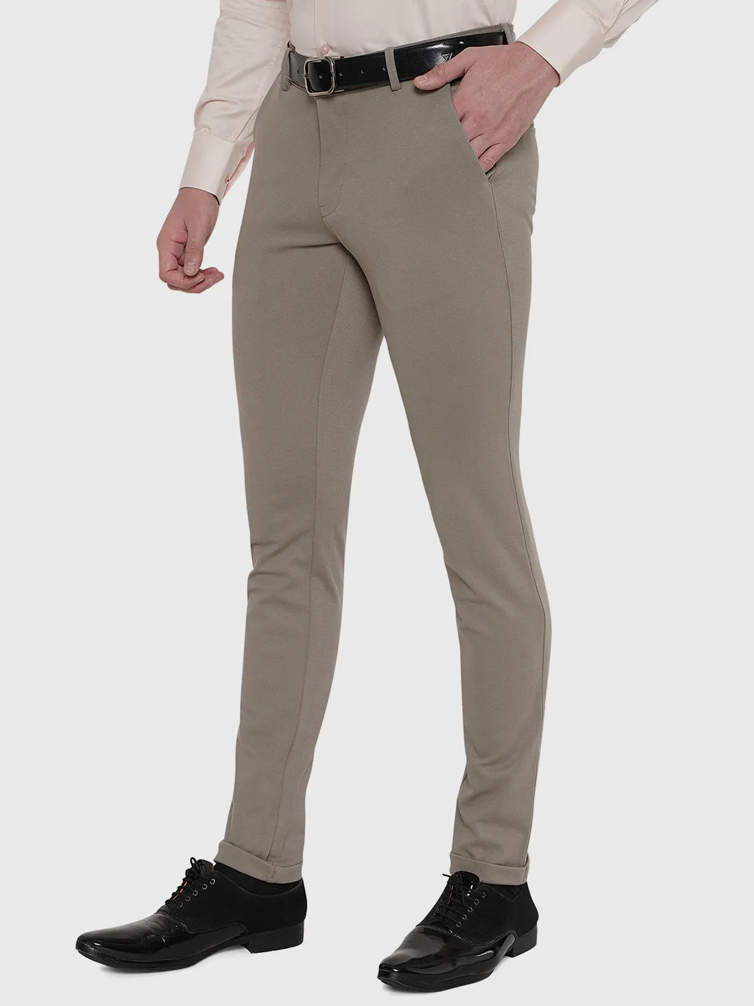 Olive Grey Solid Slim Fit Club Wear Trouser | JB Studio
