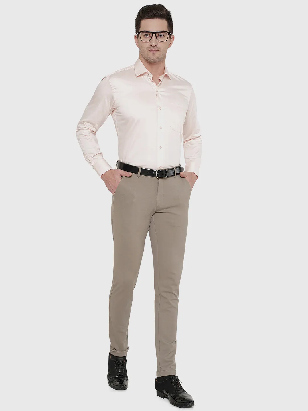 Olive Grey Solid Slim Fit Club Wear Trouser | JB Studio