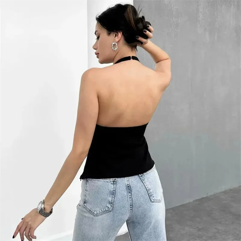 Rhinestone Bow Cut-Out Crop Top