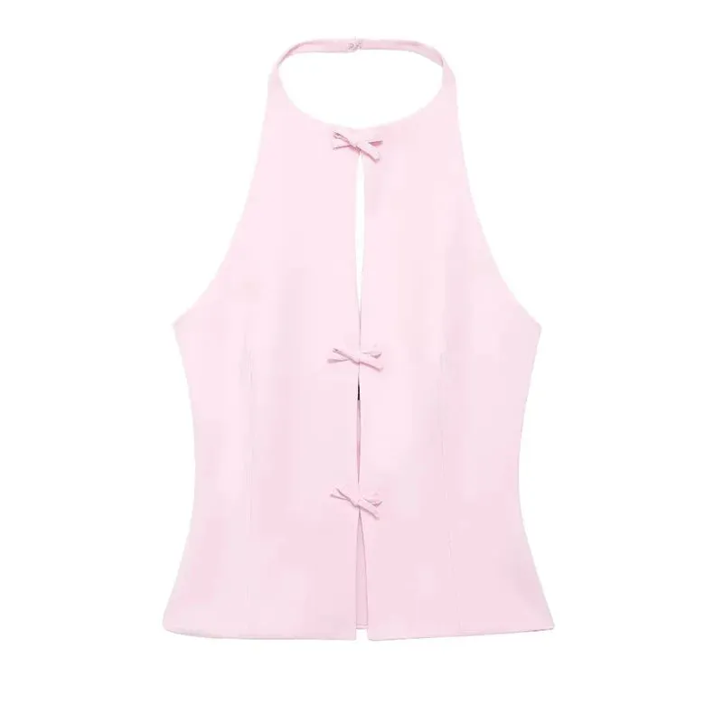 Rhinestone Bow Cut-Out Crop Top