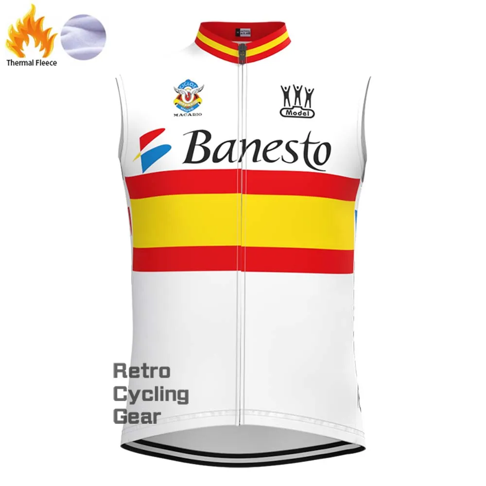 White Banesto Fleece Retro Long Cycling Kits