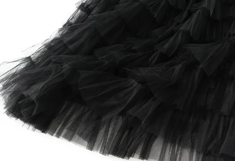 Women's Maxi Skirt - Tiered Ruffle - Flowing Layered Design - Elegant Formal Wear